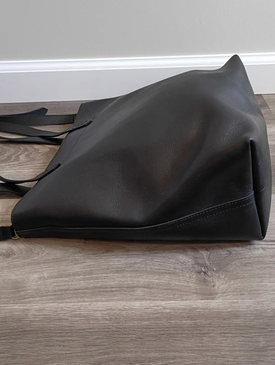 Madewell Classic True Black Leather The Medium Transport Tote Travel Minimalist - Picture 8 of 14